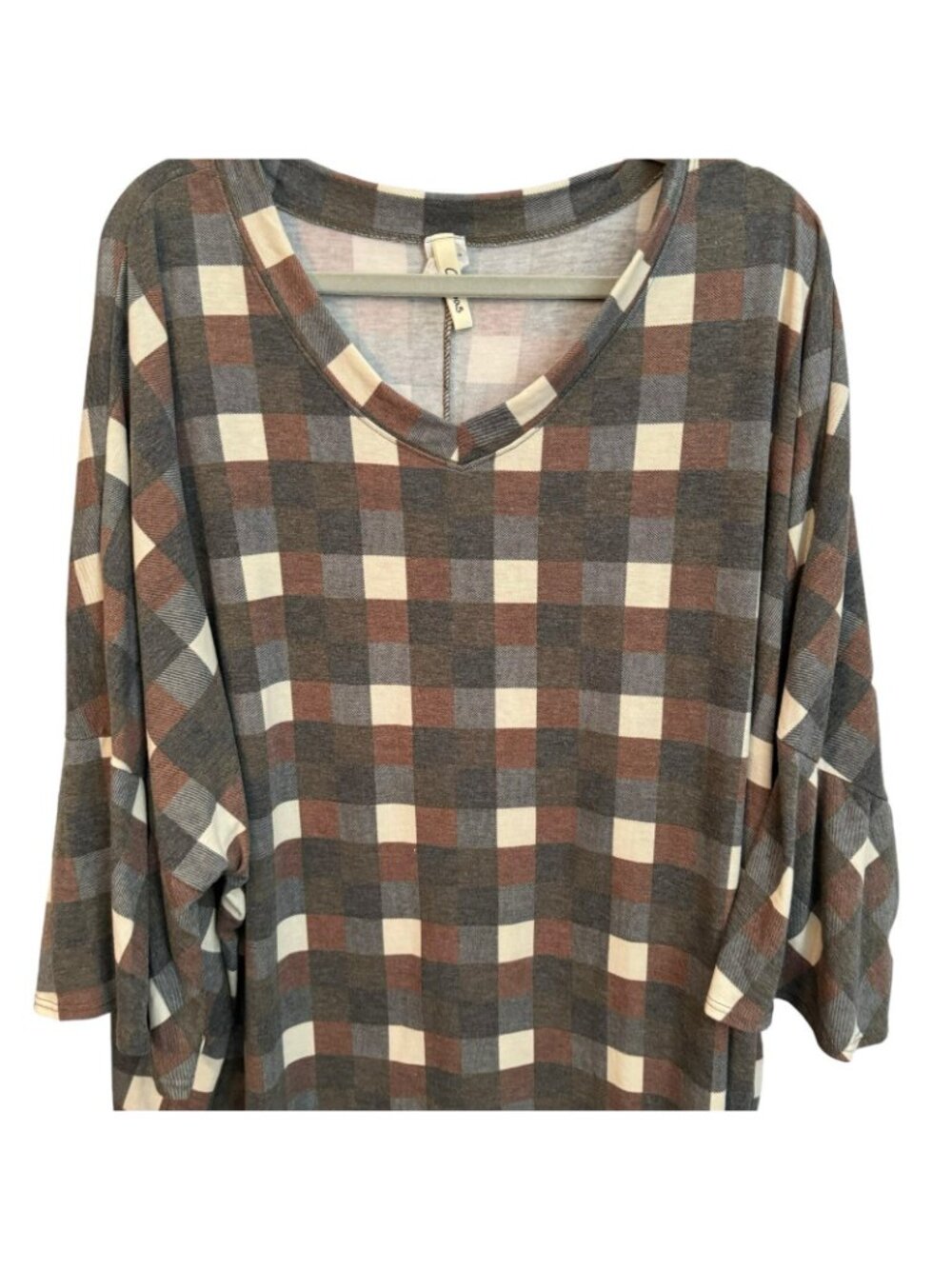 Crepas Blouse Size 2X/3X Gray Multi Sleeves 3/4 Women Top Blouse - Picture 12 of 12